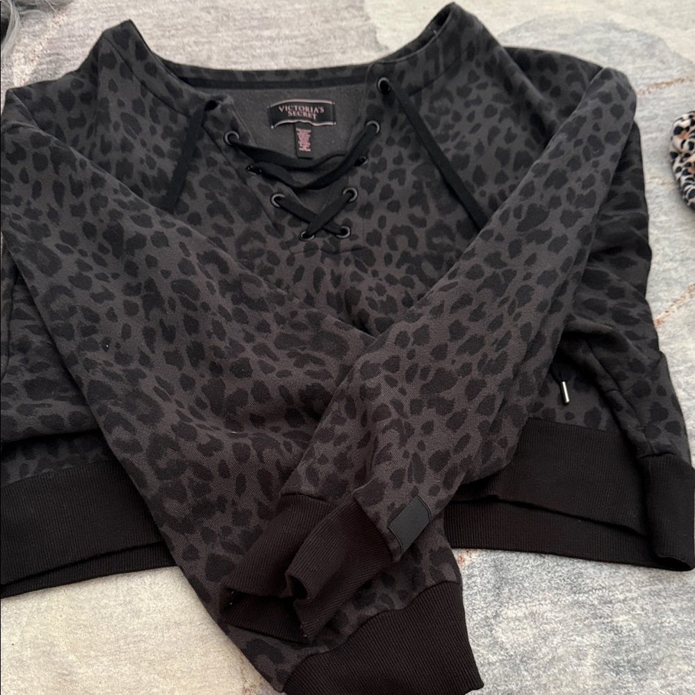 Victoria's Secret Charcoal Leopard Lace-Up Top